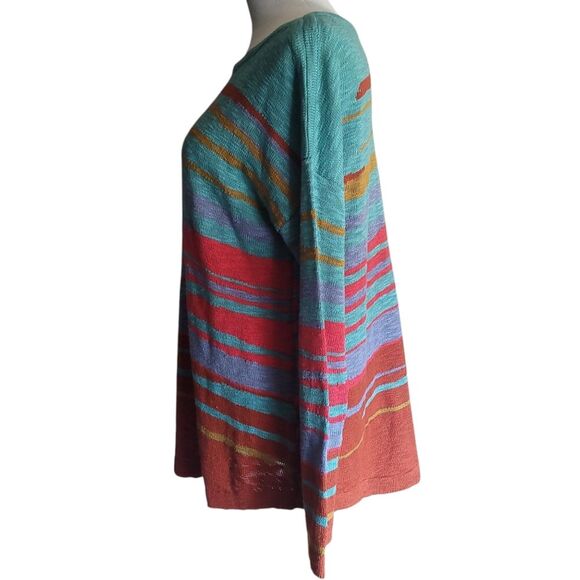 Soft Surroundings Verse Striped Boat Neck Longline Sweater Womens Medium - Picture 3 of 9